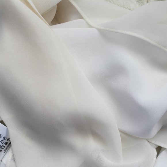 BCBGeneration Jacquard & Chiffon Fit & Flare Dress Size 0 Ivory flowy hi-lo - Picture 8 of 13